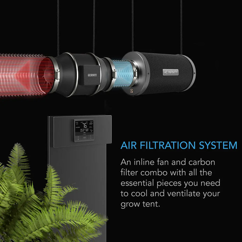 AC Infinity Air Filtration Kit PRO 6", Inline Fan With Smart Controller, Carbon Filter & Ducting Combo