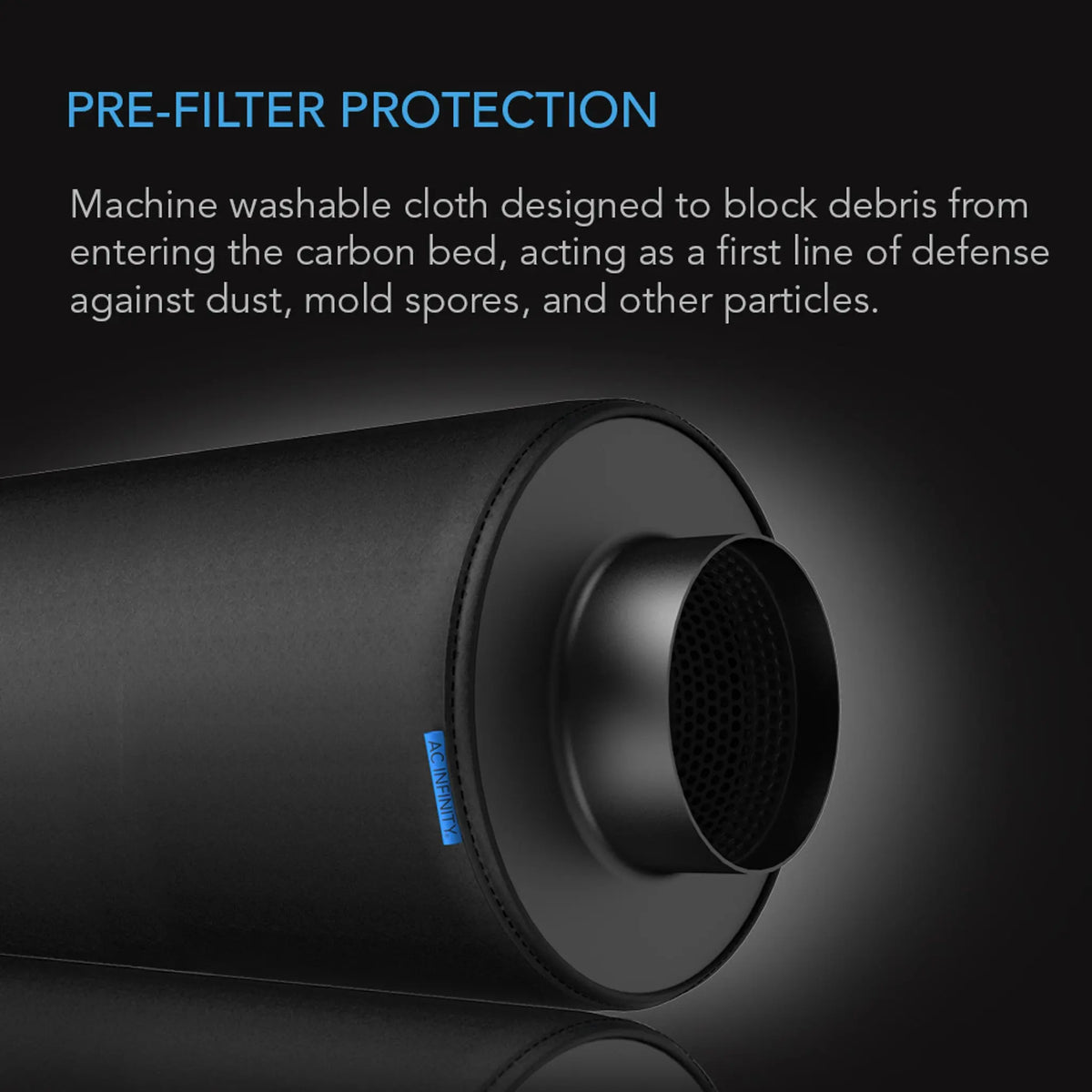 AC Infinity Pre-Filter Cloth for Inline Carbon Filter, 6-Inch, 2-Pack