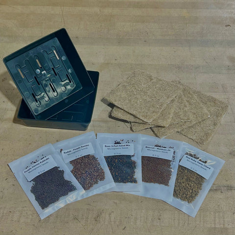 Beginner 5x5 Microgreens Kit – Grow Media, Single Set of Trays & 5 Seed Varieties