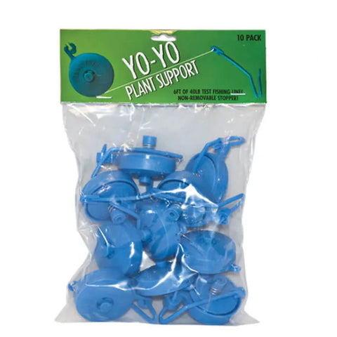 Grow1 blue plant yo-yo supports in 10-pack packaging