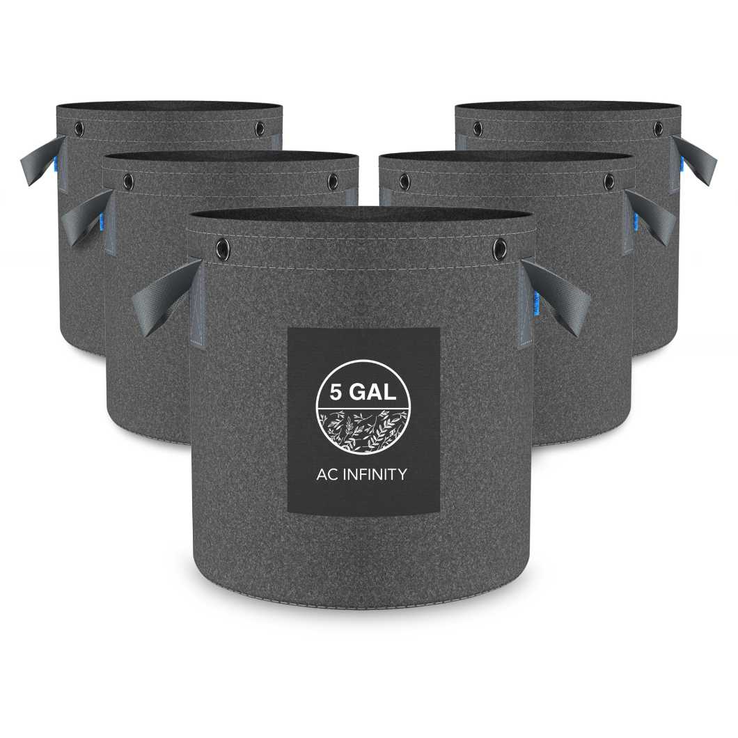 5 gallon vs 10 gallon plant pot AC Infinity Heavy Duty Fabric Pots 5 Gallon 5-Pack