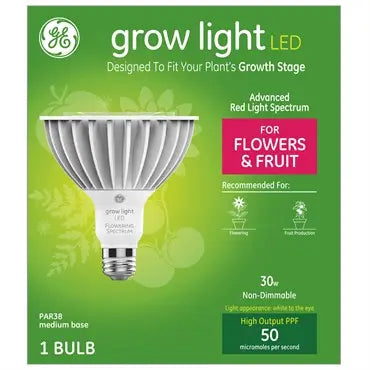 dimmable plant grow light bulb GE PAR38 Red Flowers/Fruit Grow Light