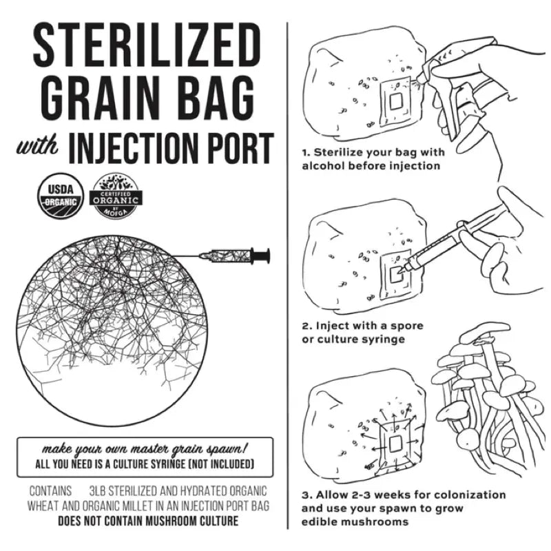 NORTH SPORE Organic Sterilized Grain Bag with Injection Port NORTH SPORE