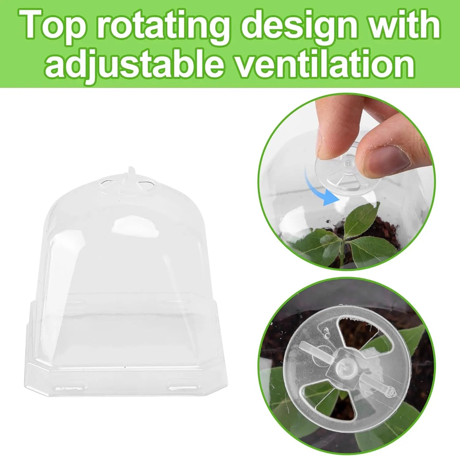 3" Plant Starter Clear Square Pot with Propagation Dome