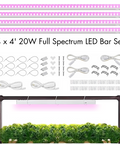 4-Pack 4ft LED Grow Lights – 20W Full Spectrum for Indoor Plants