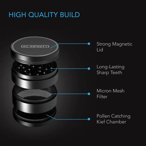 AC Infinity 3-Chamber Spice Grinder, 2" Black