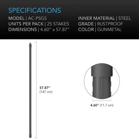 AC Infinity 5-Foot Steel Garden Plant Stakes