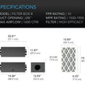 AC Infinity Air Filter Box With High Efficacy Filter, 8"