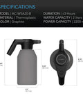 AC Infinity Automatic Water Sprayer, 2-Liter Electric Mister, Graphite