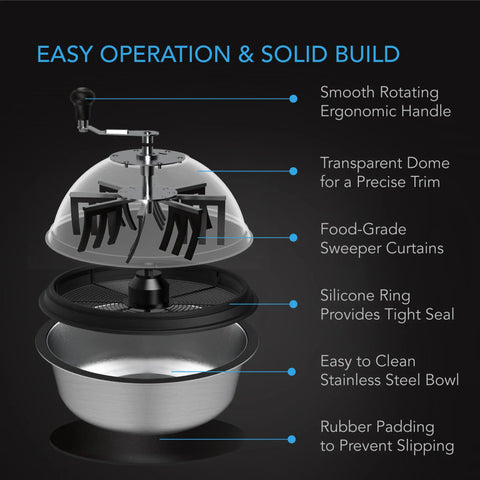 AC Infinity Bud Bowl Trimmer, Twist Spin Cut With Clear Dome, 19-Inch