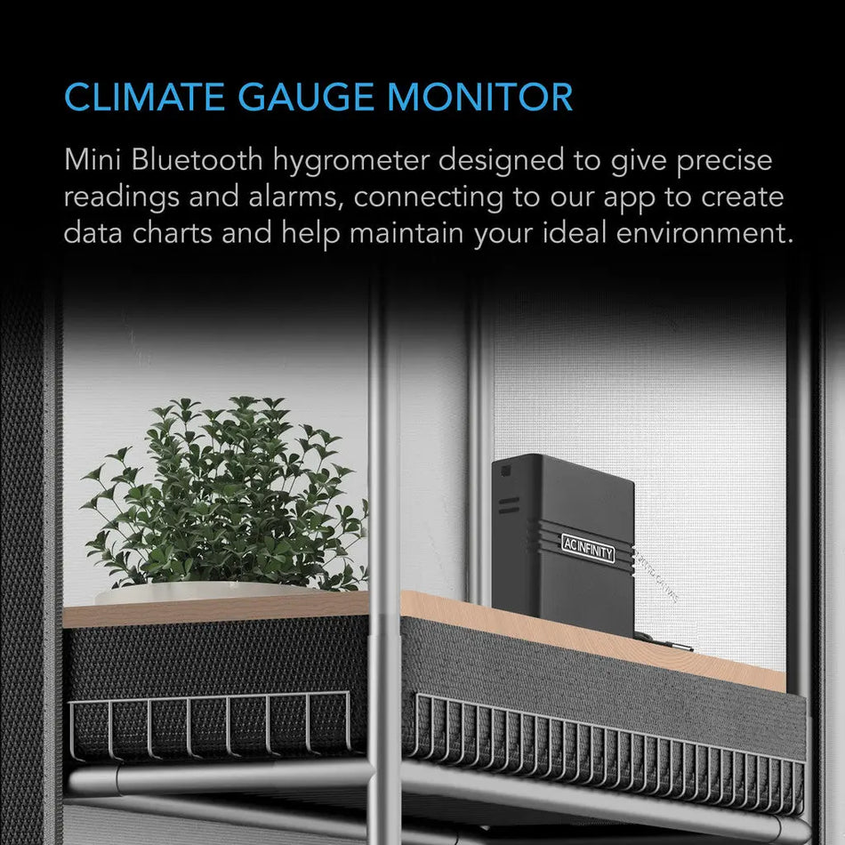 AC Infinity CLOUDCOM A2, Mini Smart Thermo-Hygrometer With Data App, 12' Sensor Probe