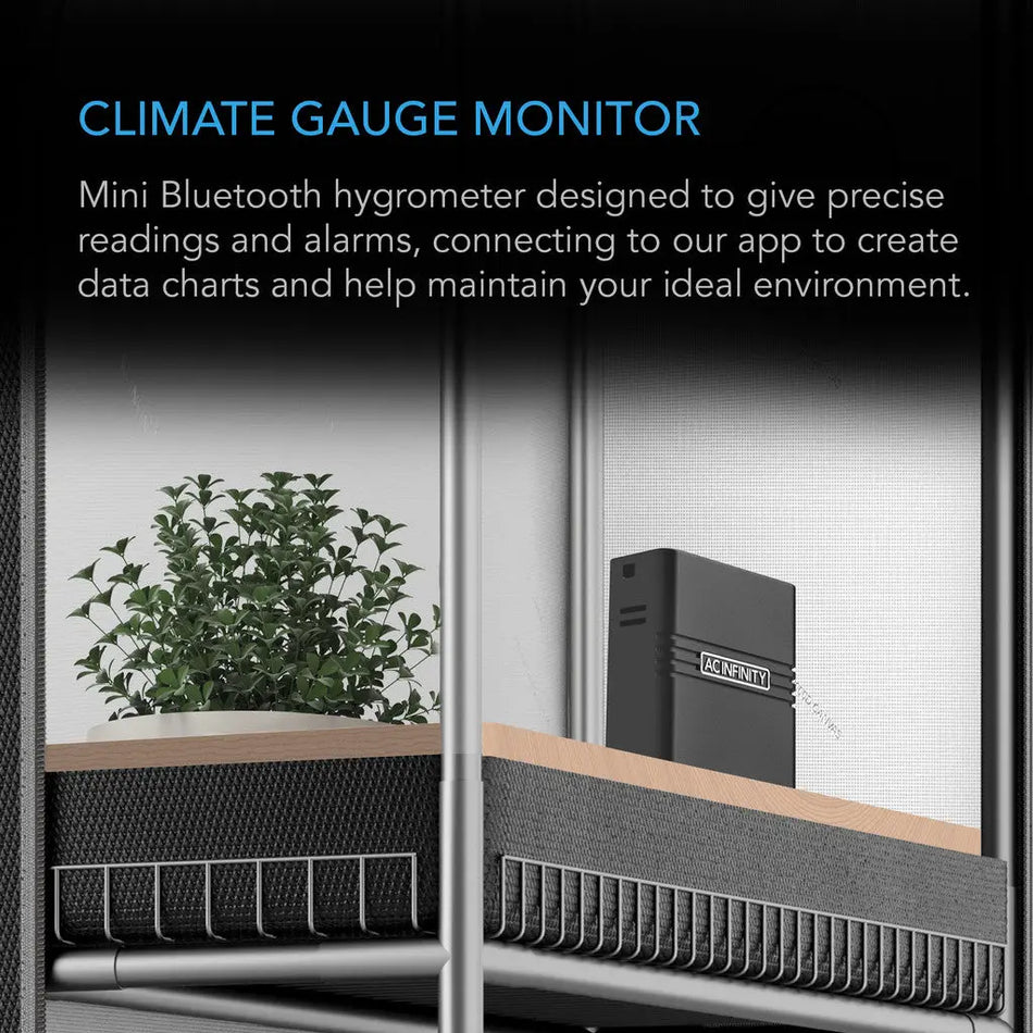 AC Infinity CLOUDCOM A2, Mini Smart Thermo-Hygrometer With Data App, Integrated Sensor Probe