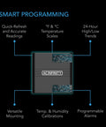 AC Infinity CLOUDCOM A2, Mini Smart Thermo-Hygrometer With Data App, Integrated Sensor Probe