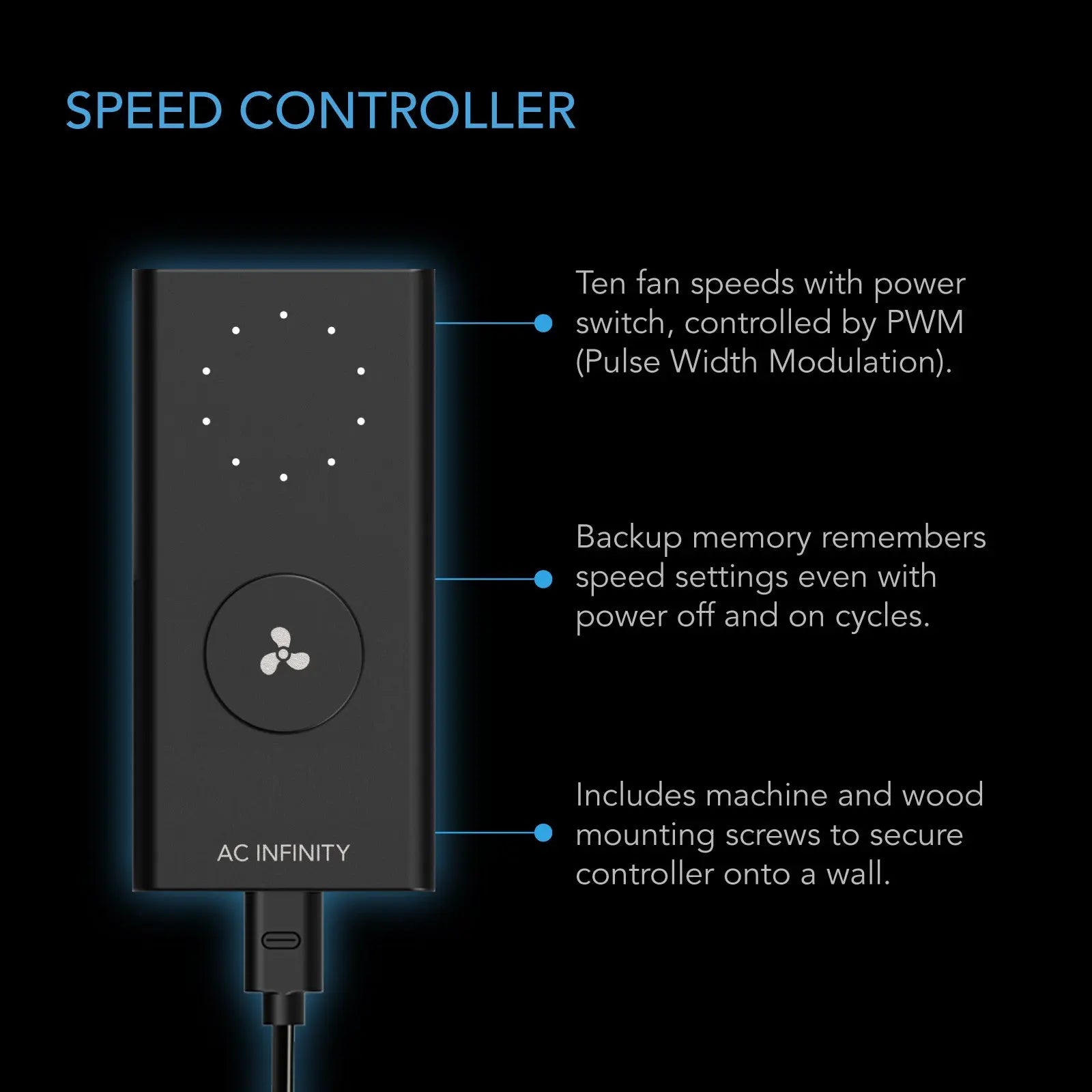 AC Infinity CLOUDLINE H4 Humidity-Proof Inline Fan 4" with Speed Controller