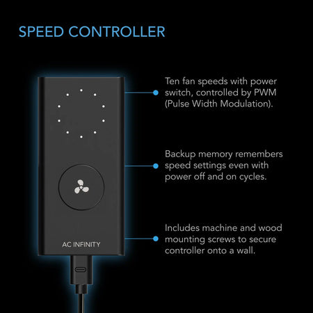 AC Infinity CLOUDLINE H4 Humidity-Proof Inline Fan 4" with Speed Controller