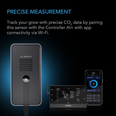 AC Infinity CO2 + Light Sensor for Controller AI+, CO2 Data Tracking, Optimized FAE, Day & Night Scheduling
