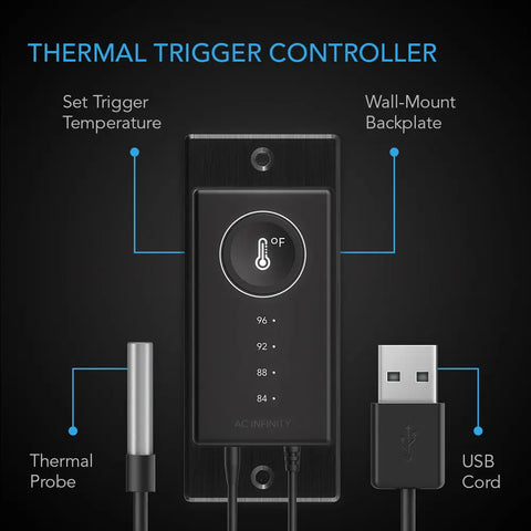 AC Infinity CONTROLLER 1 Pre-Set Thermal Trigger for USB Fans and Devices