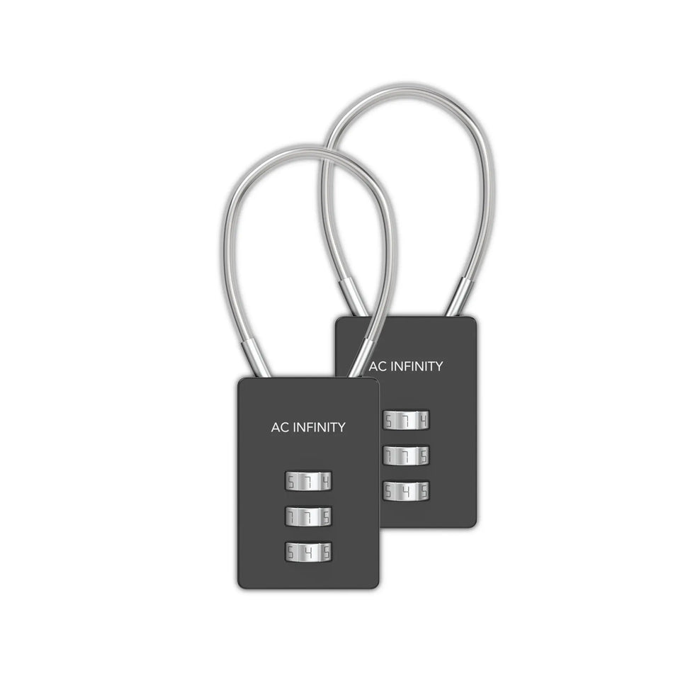 AC Infinity Combination Lock, Flexible Steel Cable Loop | 2-Pack