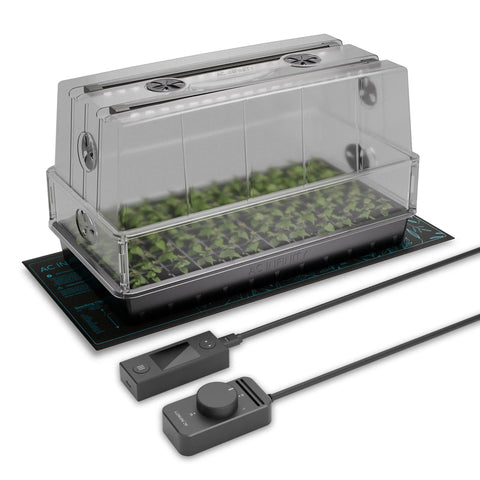 AC Infinity Germination Kit With Seedling Mat and LED Grow Light Bars, 6x12 Cell Tray