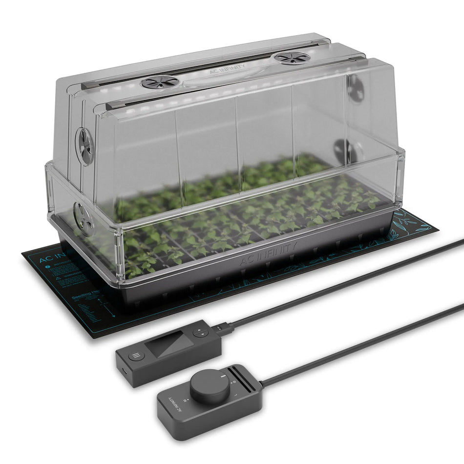 AC Infinity Germination Kit With Seedling Mat and LED Grow Light Bars, 6x12 Cell Tray