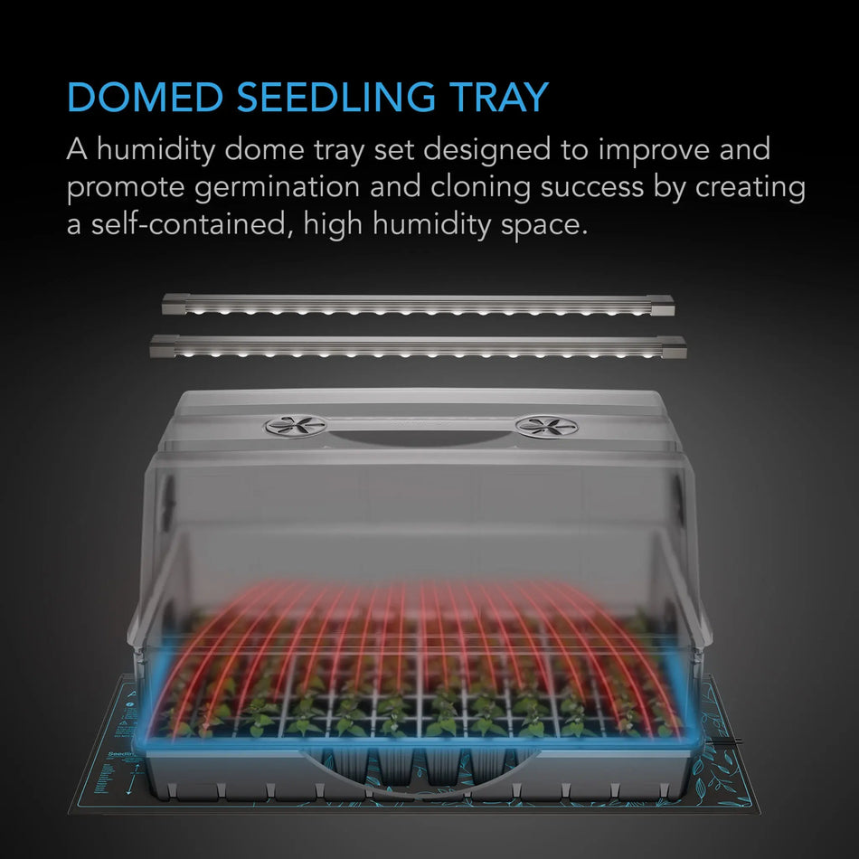 AC Infinity Germination Kit With Seedling Mat and LED Grow Light Bars, 6x12 Cell Tray
