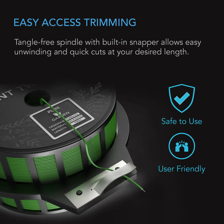 AC Infinity Green Twist Ties w/ Built-In Cutter, 100M