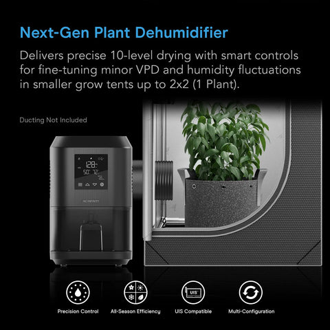 AC Infinity HYDRONE 3 grow tent dehumidifier with smart VPD and humidity control