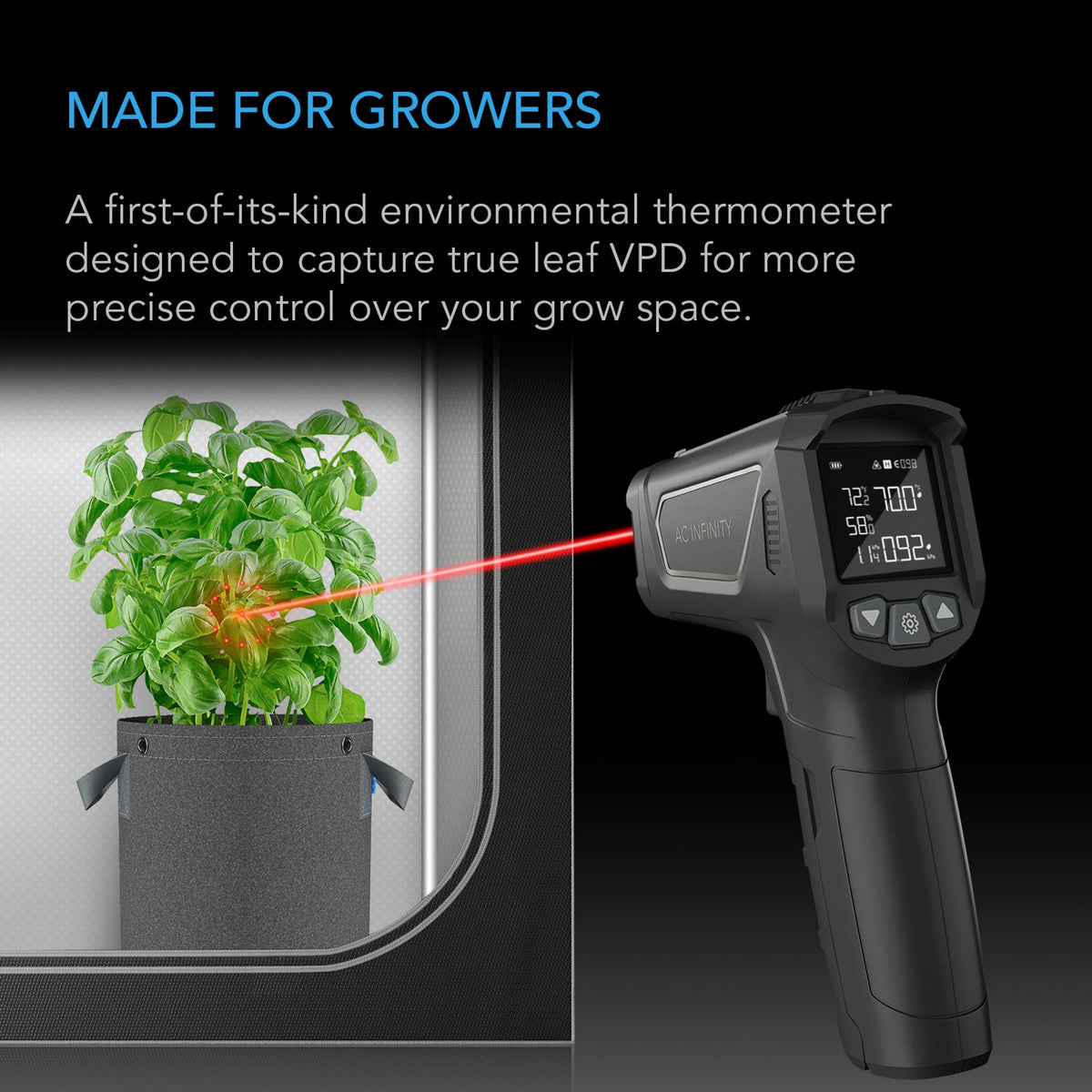 AC Infinity Handheld VPD Thermometer Captures Leaf VPD & Temp