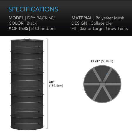 AC Infinity Hanging Herb Drying Rack, 8 Tiers, 24" Diameter