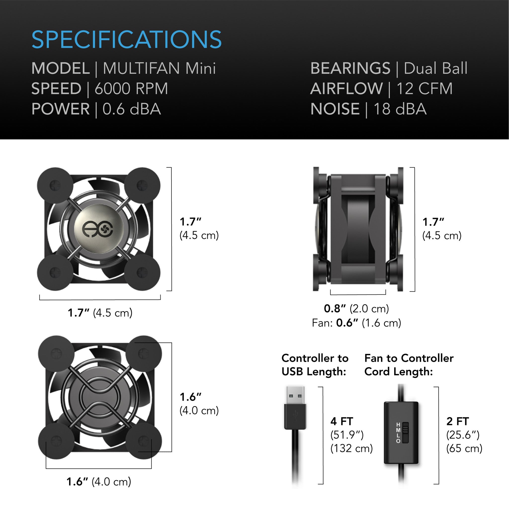 AC Infinity Multifan Mini, Quiet AC-Powered Cooling Fan, 40mm