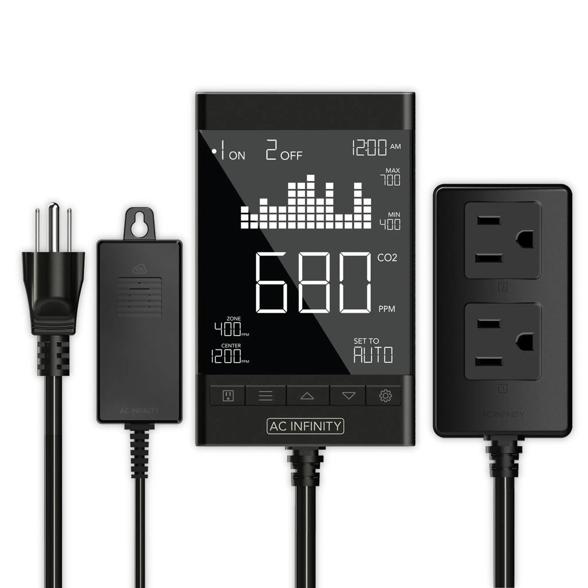 AC Infinity Smart Outlet Carbon Dioxide Monitor and Controller for CO2 Regulators and Inline Fans