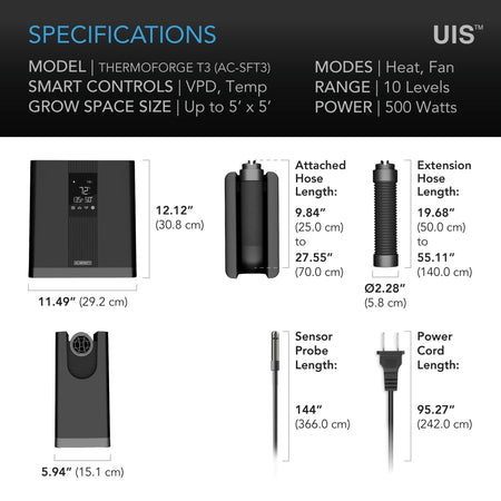 AC Infinity THERMOFORGE T3 Environmental Plant Heater 10 Heat Levels
