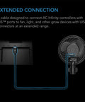 AC Infinity UIS To UIS Extension Cable, L-Shaped Male To Male, 10'