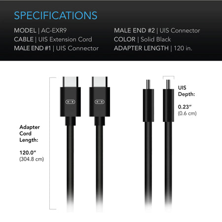 AC Infinity UIS To UIS Extension Cable, Male To Male, 10'