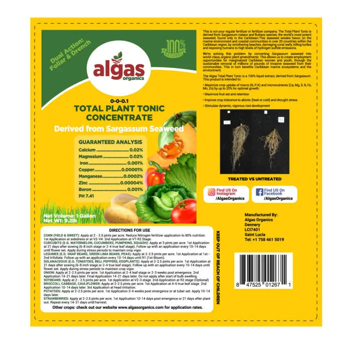 Algas Organics® Total Plant Tonic Sargassum Seaweed Concentrate