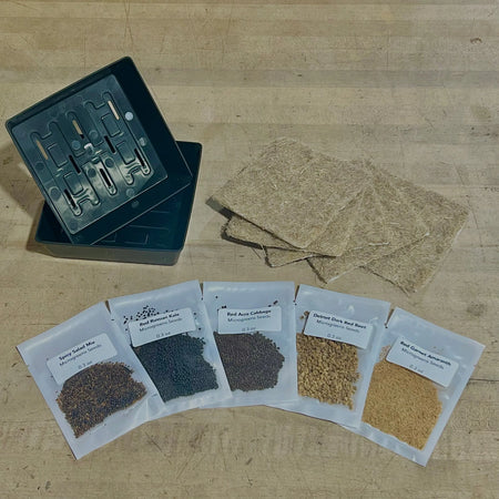 Beginner 5x5 Microgreens Kit – Grow Media, Single Set of Trays & 5 Seed Varieties