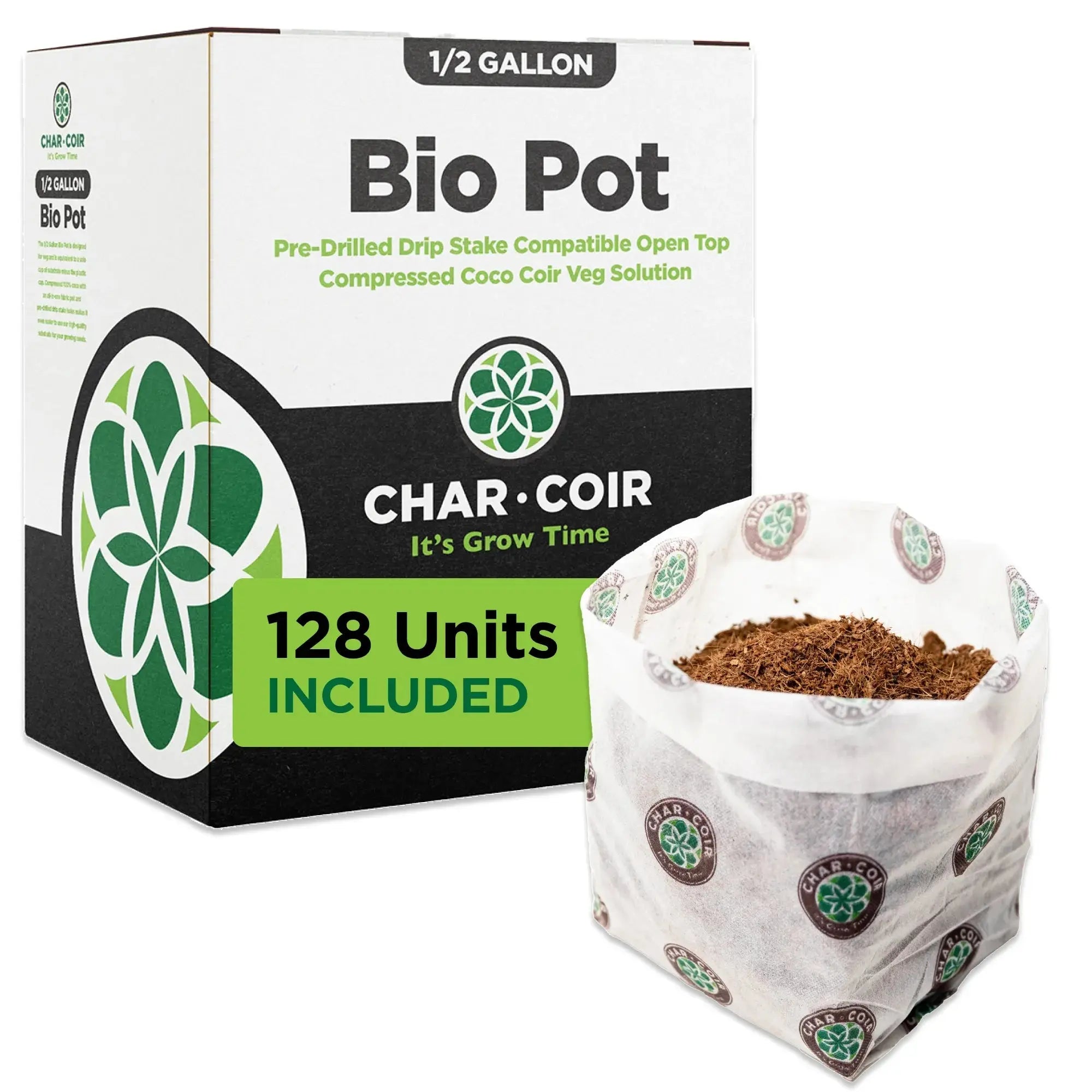 CHAR COIR Coco 4" BioPot, 1/2 Gallon