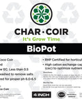 Char Coir BioPot, 1/2 Gallon