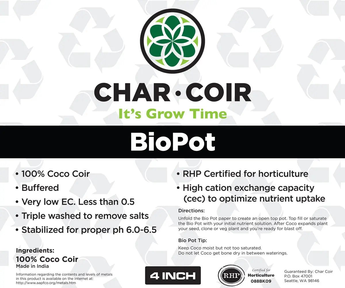 Char Coir BioPot, 1/2 Gallon