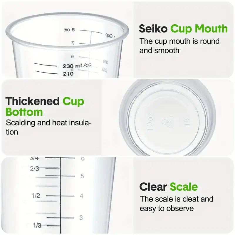 Clear Measuring Cups for Gardening - 8oz / 230ml | 20 Pack