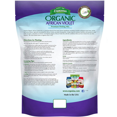 Espoma Organic African Violet All Natural Mix, 4qt