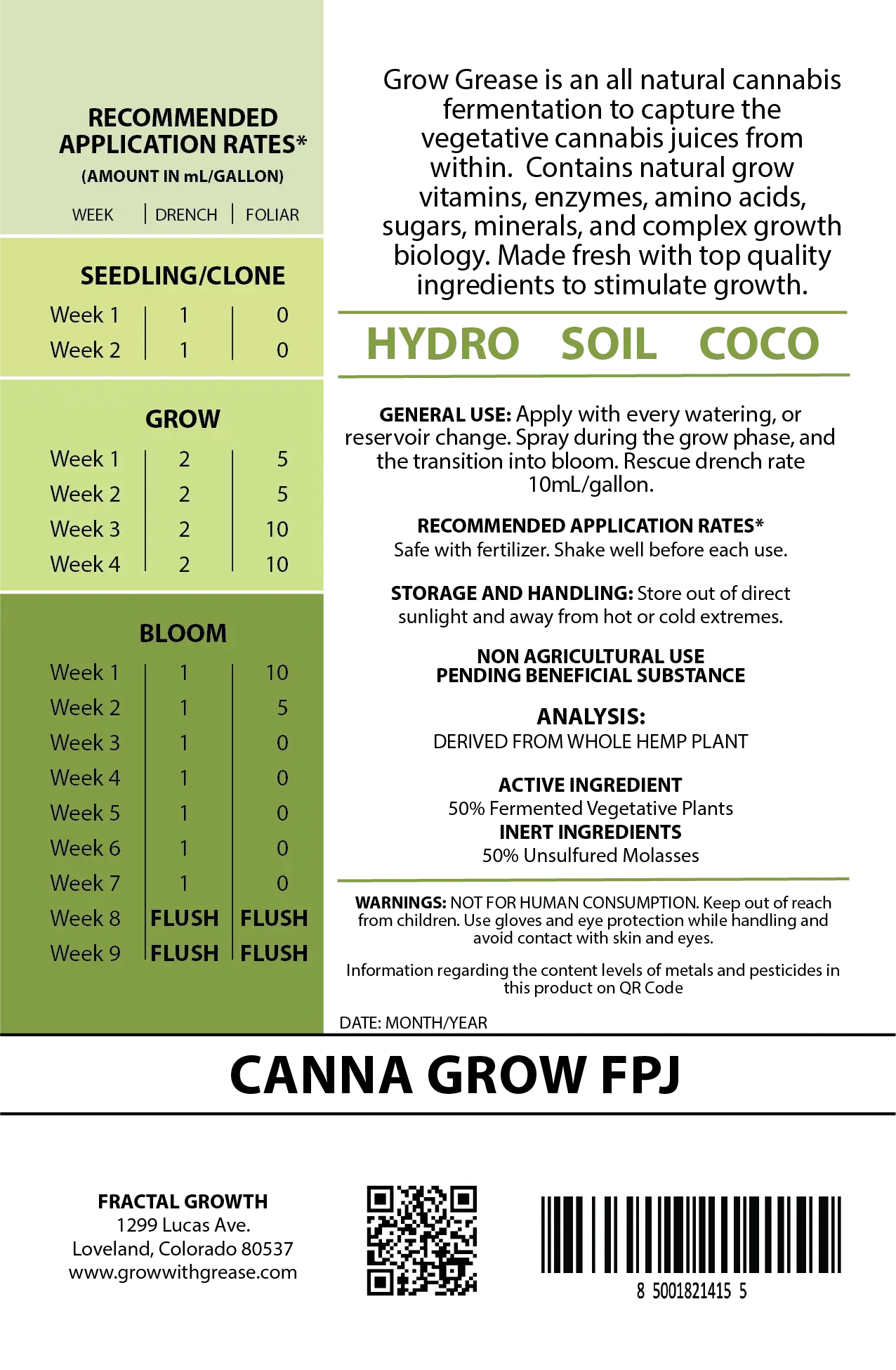 GREASE Grow Grease Fermented Vegetative Plant Juice (GROW FORMULA)