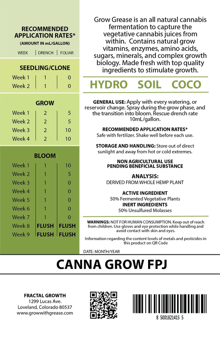 GREASE Grow Grease Fermented Vegetative Plant Juice (GROW FORMULA)