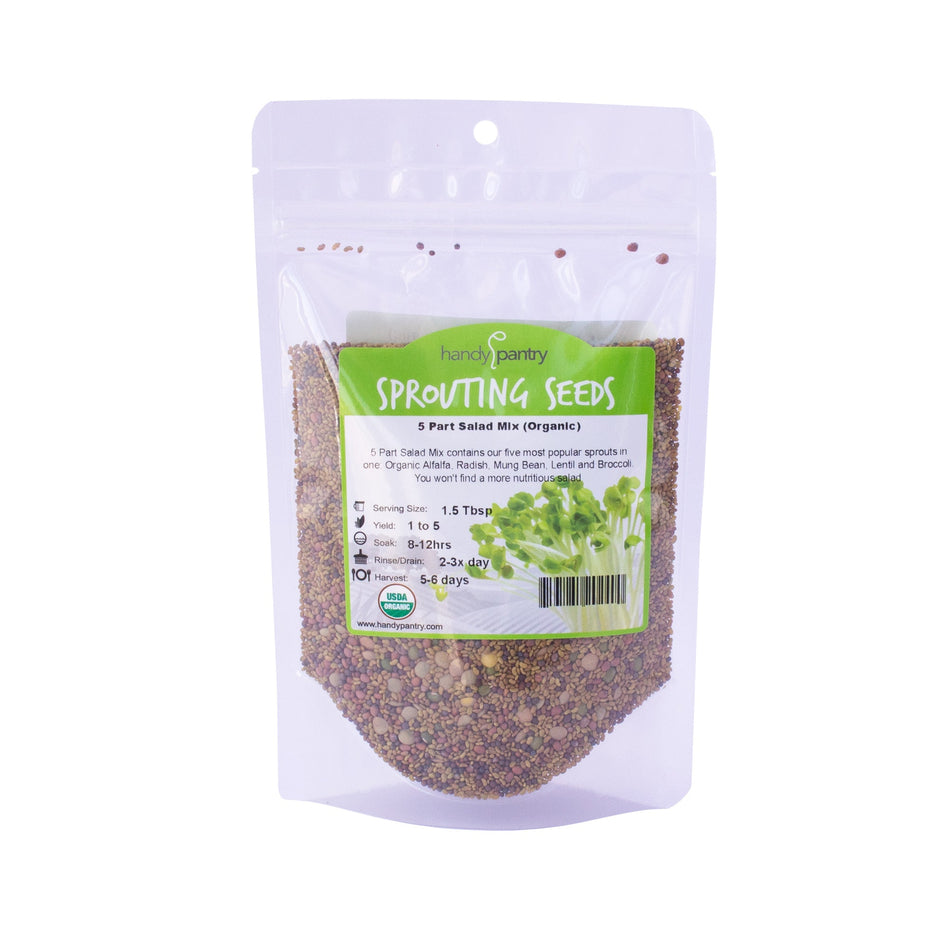 Handy Pantry 5 Part Salad Mix | Organic Microgreens Sprouting Seeds
