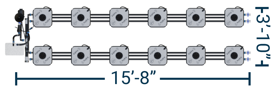 HydraMax 12 Bucket, 2 Row Professional RDWC System