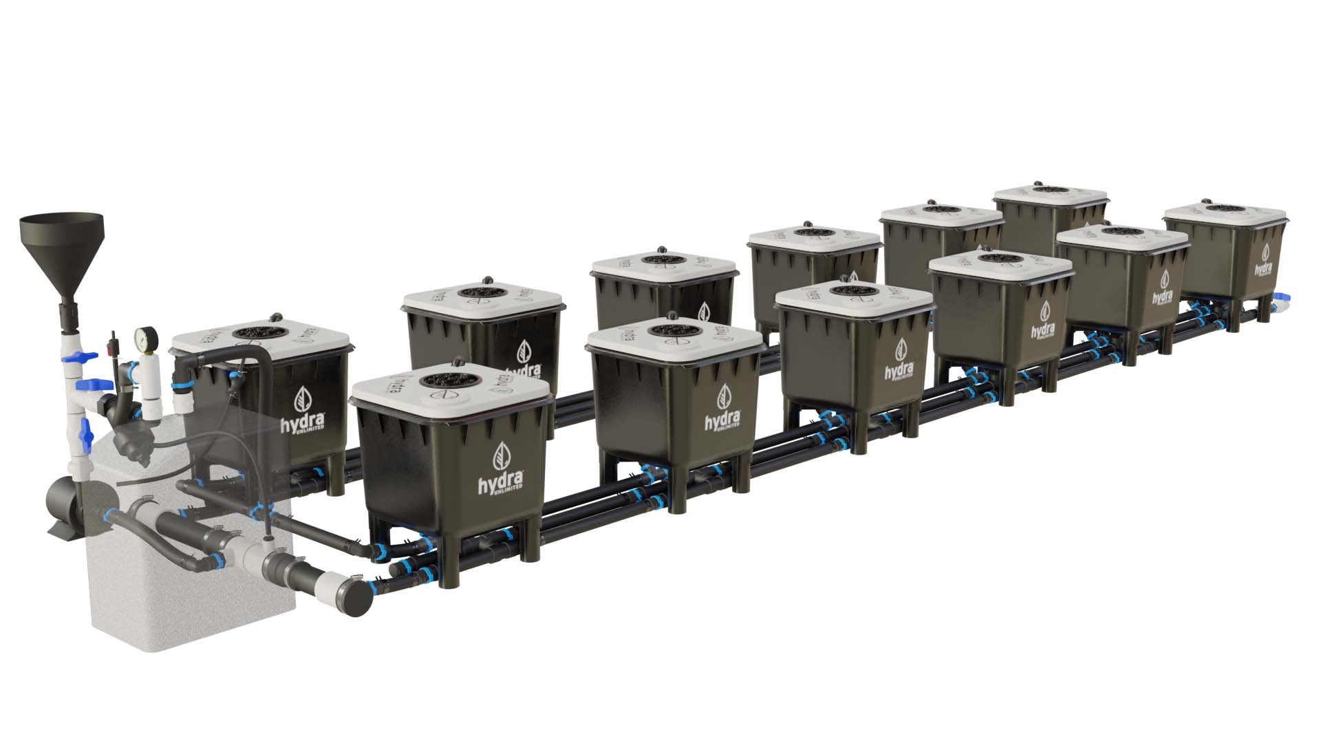 HydraMax 12 Bucket, 2 Row Professional RDWC System