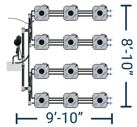 HydraMax 12 Bucket, 4 Row Professional RDWC System