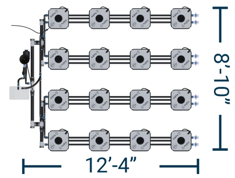 HydraMax 16 Bucket, 4 Row Professional RDWC System