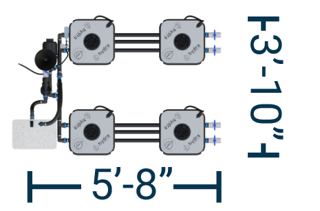 HydraMax 4 Bucket, 2 Row Professional RDWC System