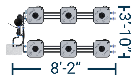 HydraMax 6 Bucket, 2 Row Professional RDWC System
